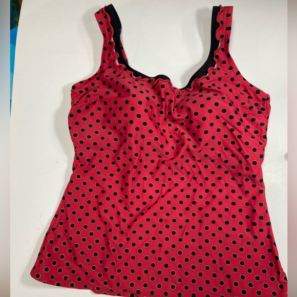 Liz Claiborne Tankini Top Red w/ Black Bottoms - Picture 1 of 9